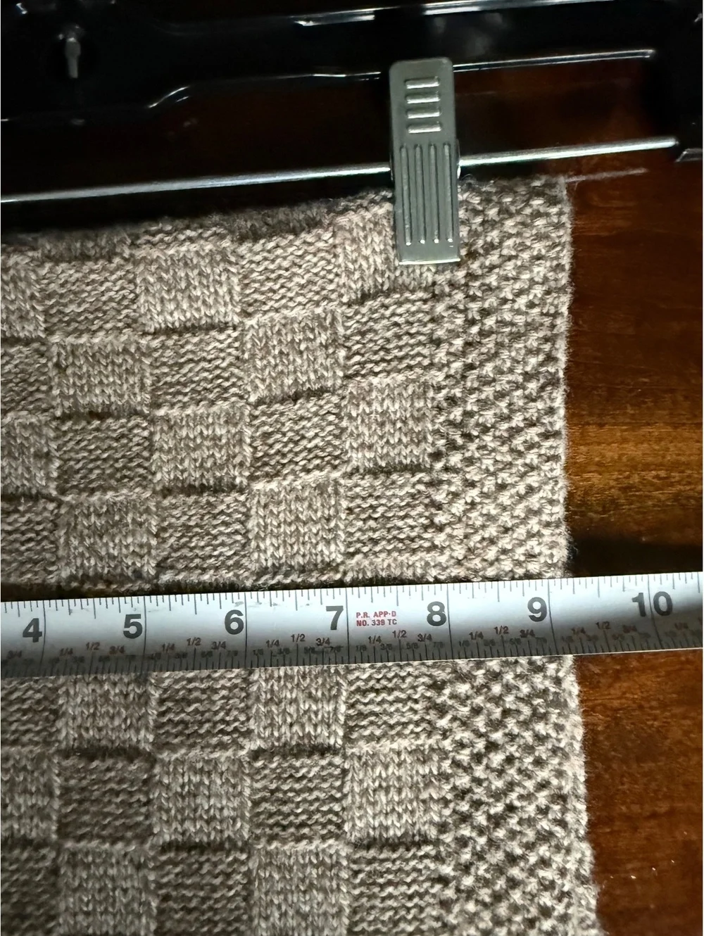 J.Crew Beige Knit Scarf with Checkerboard Pattern